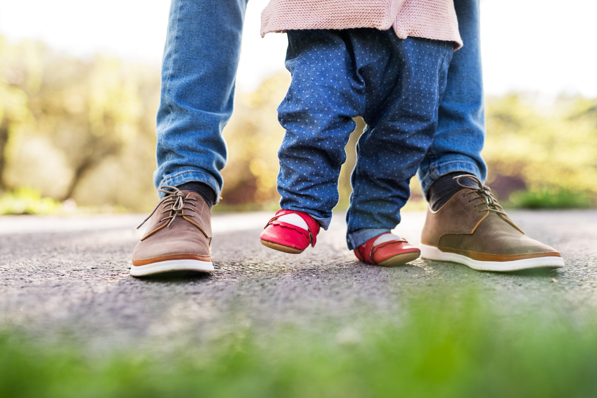first steps of a toddler girl